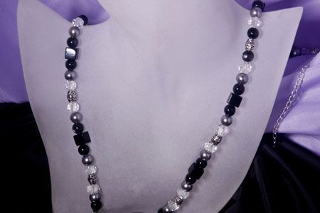 Black and Silver Beaded Bra Straps  