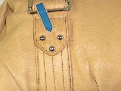 Perlina New York Tan Soft Leather Linda Satchel Womens Handbag Purse 