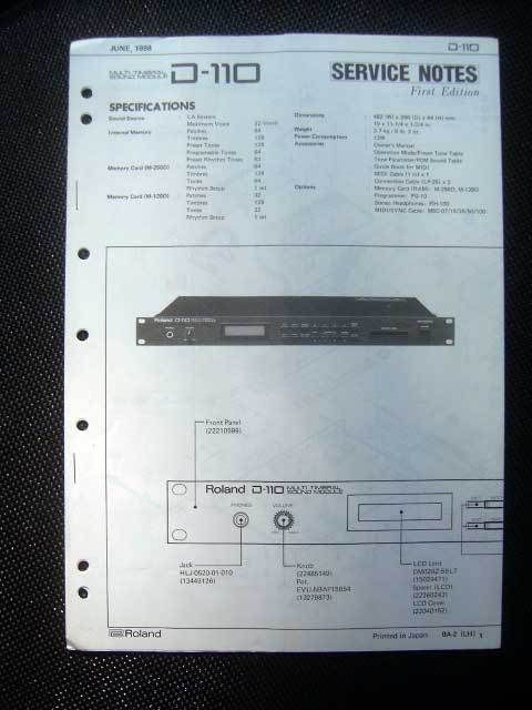 Roland D 110 Sound Module Service Manual Schematic On Popscreen