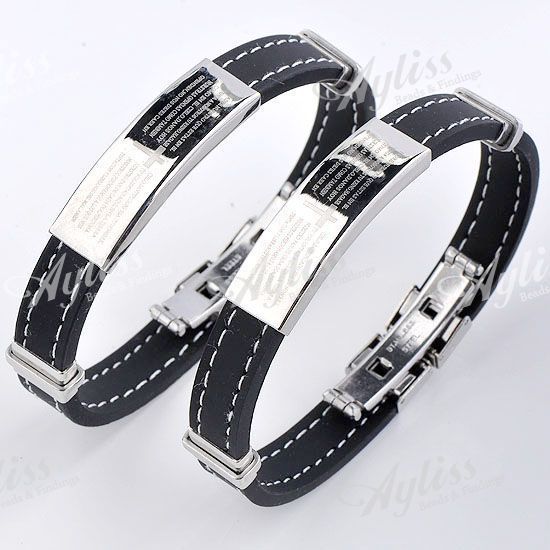   Stainless Steel Christian Cross Mens Bracelet Fashion Punk Gift