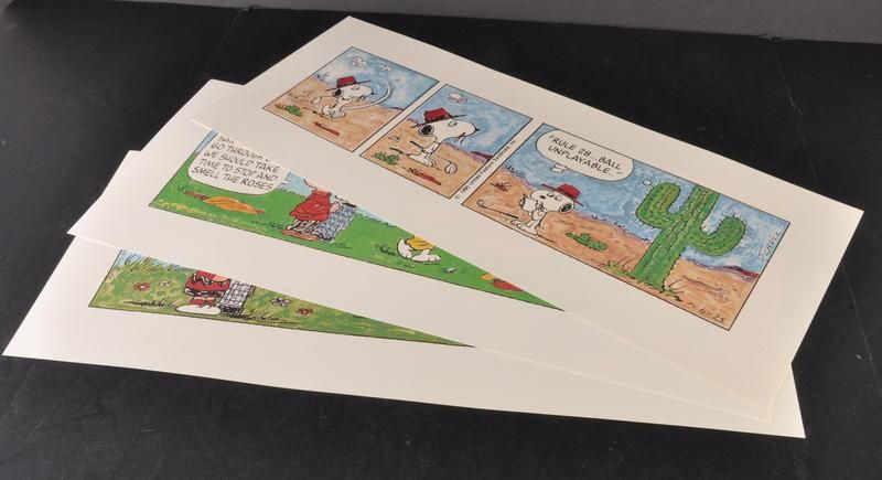 Charles Schulz Peanuts 3pc LOT Large Daily Golf Comics  