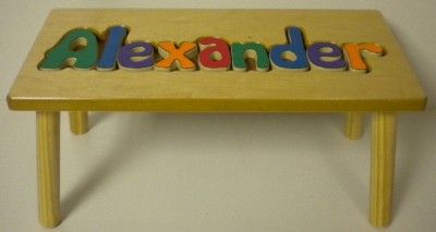 PERSONALIZED CHILD WOOD STOOL NAME PUZZLE PRIMARY SHORT  