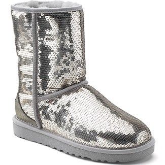 Ugg Australia Classic Short Sequin SILVER Sparkles Boots Size 8/Euro 