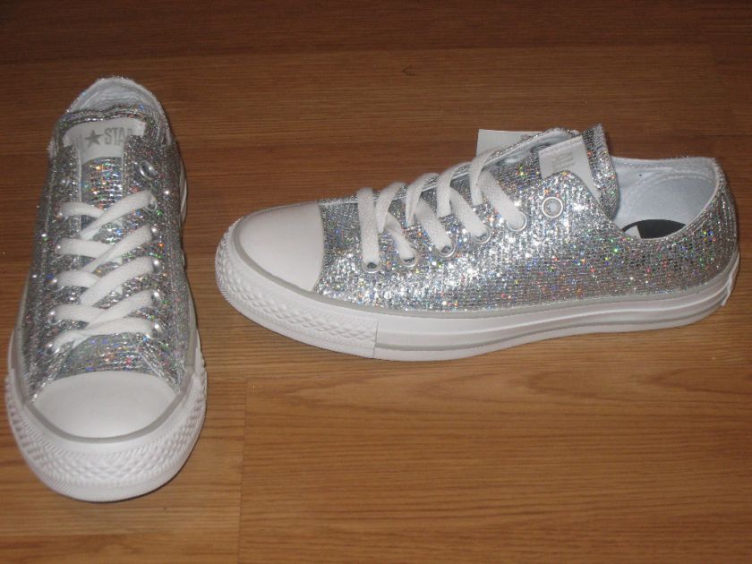 CONVERSE ALL STAR OX SILVER GLITTER SPARKLE M 4 W 6  