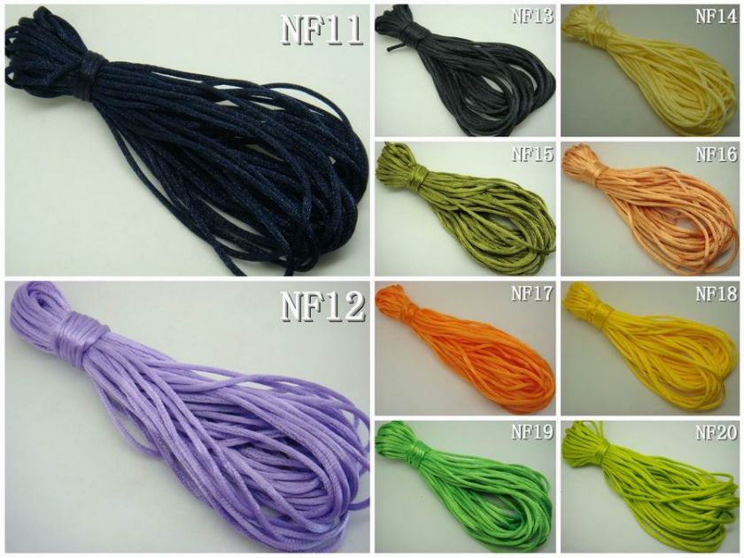 Assorted 10 Colors Nylon Satin Cords RATTAIL 2mm NF  