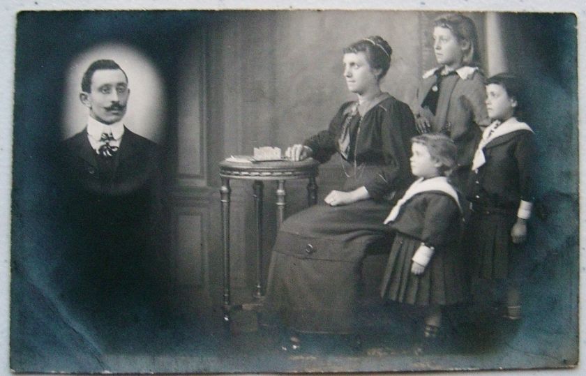 RPPC MEMORIAM Postcard of Deceased Father & Family  