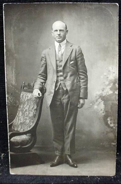 Photo Postcard Edwardian Man Platform Rocking Chair  