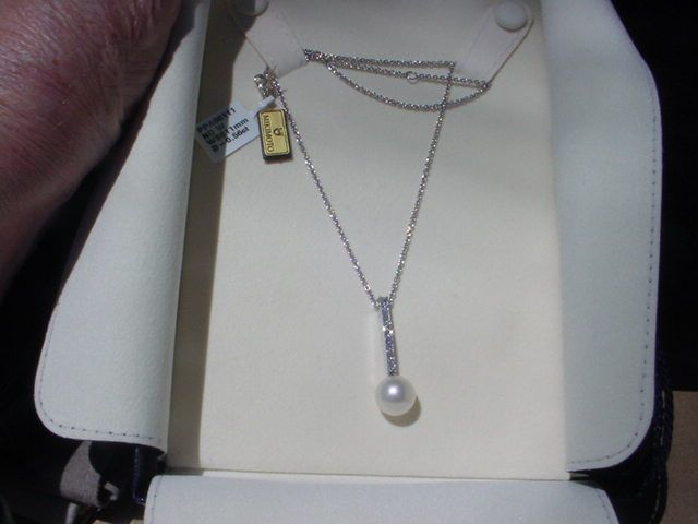 18K~MIKIMOTO SOUTH SEA 11.30MM PEARL W/DIAMS PENDANT  