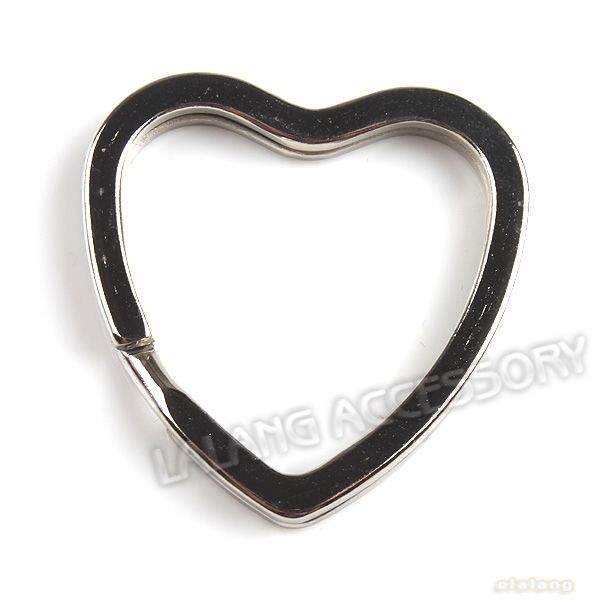 50 Rhodium Plated Heart Charm Keychain Findings 160459  