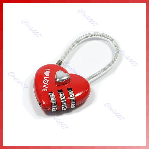 Mini Resettable Combination Padlock Heart Lock 3 Digits  