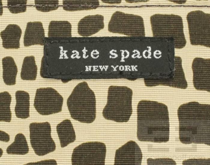 Kate Spade Brown & Beige Giraffe Print Nylon & Leather Trim Tote Bag 