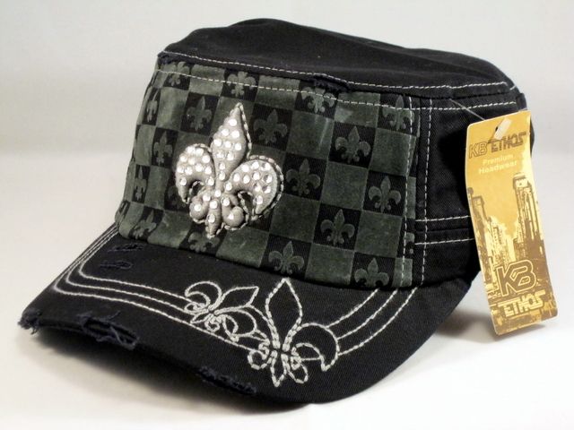   lis Cadet Castro Cap Black Military Hat Distressed Visor from KB Ethos