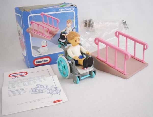   Place Miniatures Wheelchair Ramp & Friend Handicapped Boy Box  