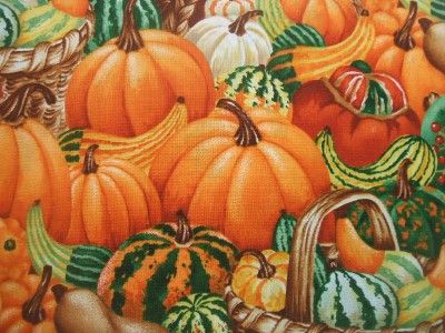 Timeless Treasures Pumpkins Gourds Thanksgiving Fabric  