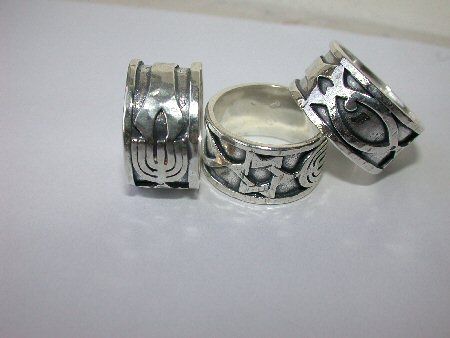 Sterling Silver Messianic Rings Star of David Menorah  