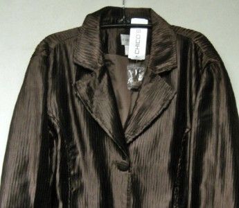 CHICOS LUMINOUS RIPPLE MERRIN JACKET BRN NWT $99 Sz 2  