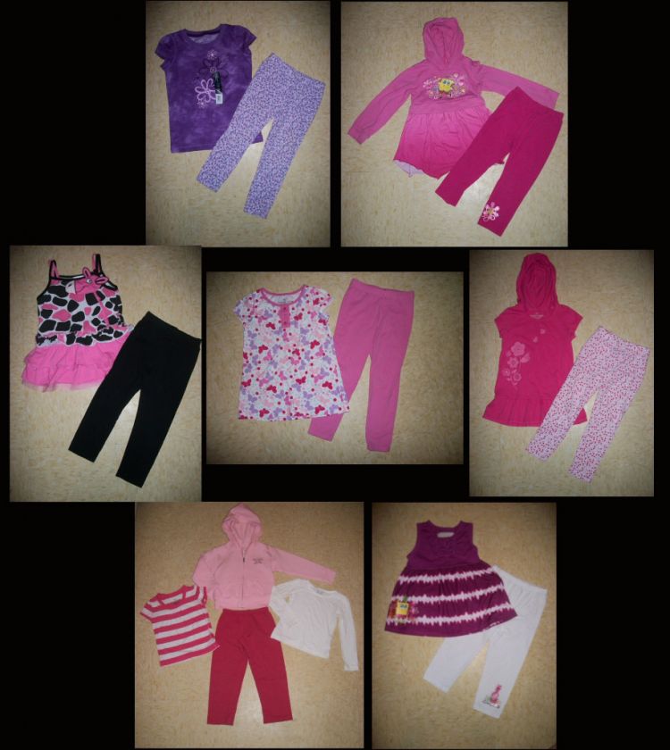 HUGE LOT GIRLS CLOTHES TOPS LEGGINGS SETS PLAY ACTIVE WEAR SIZE 4 5 6 