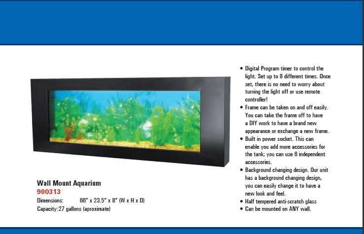 Wall Aquarium w/ Plasma TV Mounting Bracket 66 x 24  