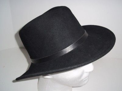 CRUSHABLE LEISURE FELT WOOL BLACK COWBOY HAT SMALL  