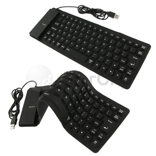 USB 2.0 Silicone Flexible Laptop Computer Keyboard Blk  