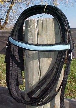 17 BLACK/SKY BLUE OSTRICH WESTERN HORSE SYNTHETIC LEATHER TRAIL 