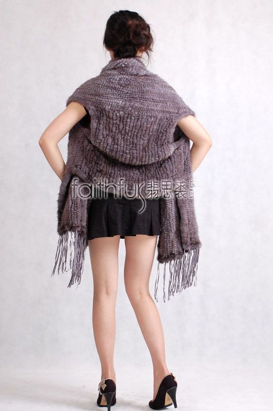 BRAND NEW Mink Fur Knitted Cape Wrap Poncho Stole Shawl  