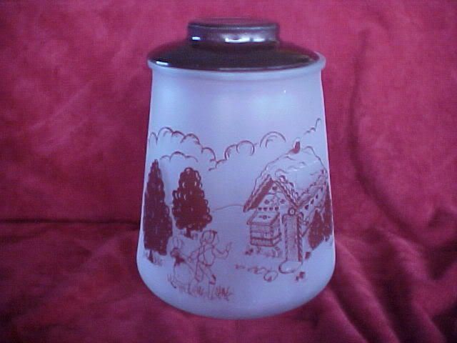 Vintage Pokee Hansel & Gretel Frosted Glass Cookie Jar  