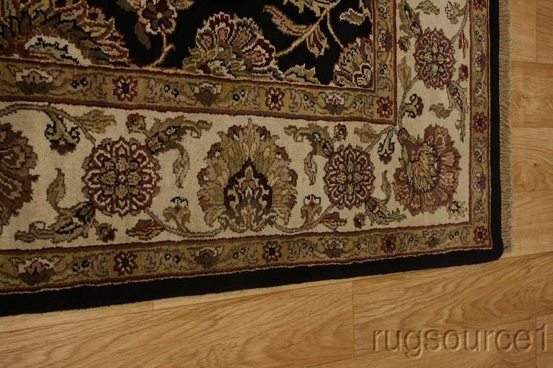 LARGE EXCELLENT BLACK 9X12 AGRA JAIPOUR ORIENTAL AREA RUG WOOL CARPET 