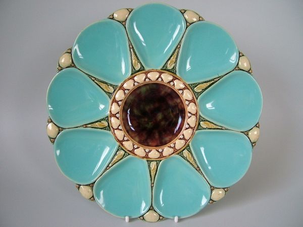 Minton Majolica 9 well oyster plate  