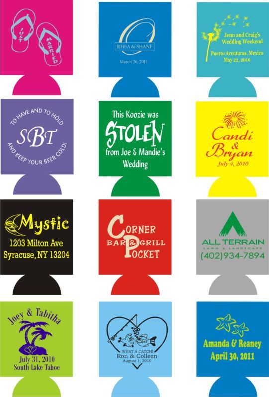 100 custom 1 side 1 color imprints can cooler koozies  