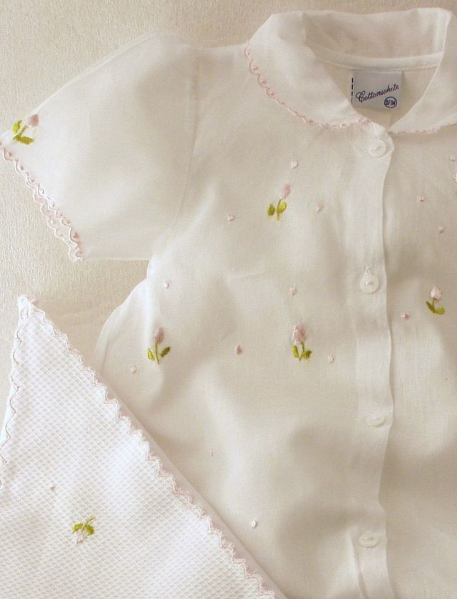   embroidered day gown set girl batiste baby shower gift Cottonwhite