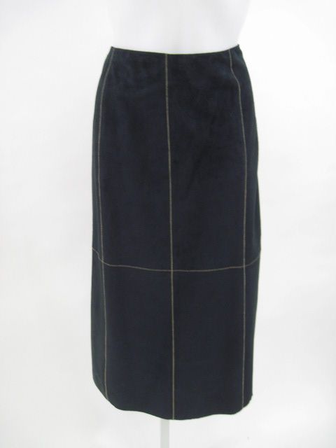 WORTH Navy Blue Suede Button Up Long Skirt Sz 8  