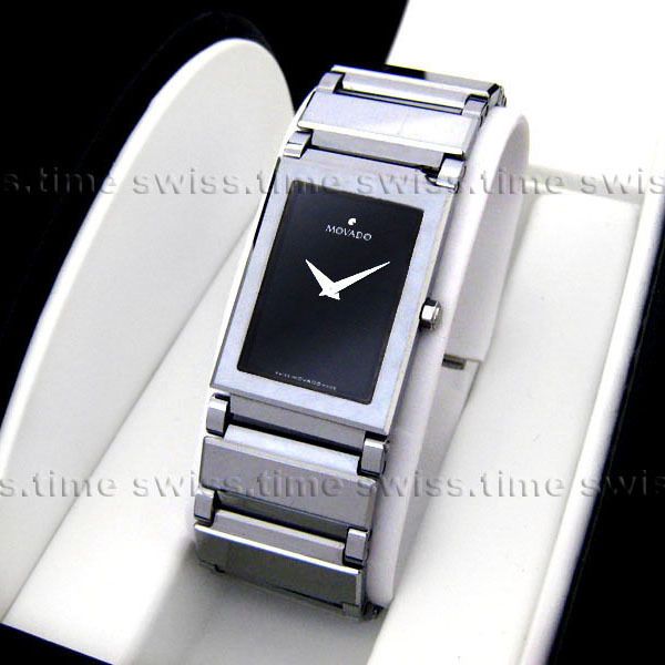 Mens Movado VALOR Tungsten Carbide Rectangular Black Dial Swiss Watch 