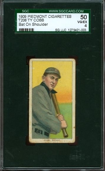   T206   Ty Cobb (bat on shoulder)   SGC 50    Detroit Tigers HoF  