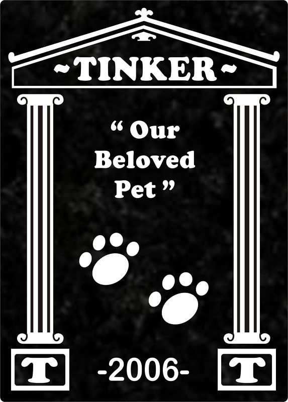 GRANITE PET MEMORIAL GRAVE MARKER STONE FOR DOG CAT 7x5  