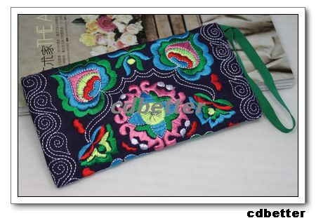 GIFT Womens Exquisite Ethnic Embroidered Zipper Clutch Comestic Case 