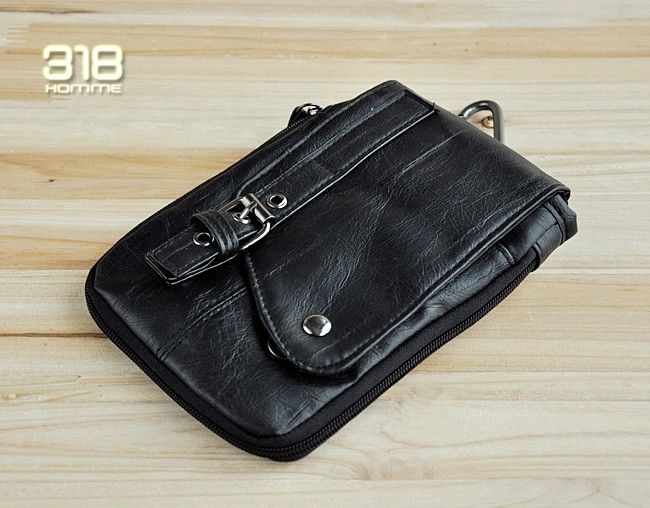 Cool Black Mens Leather Casual Fanny Waist Pack  734  