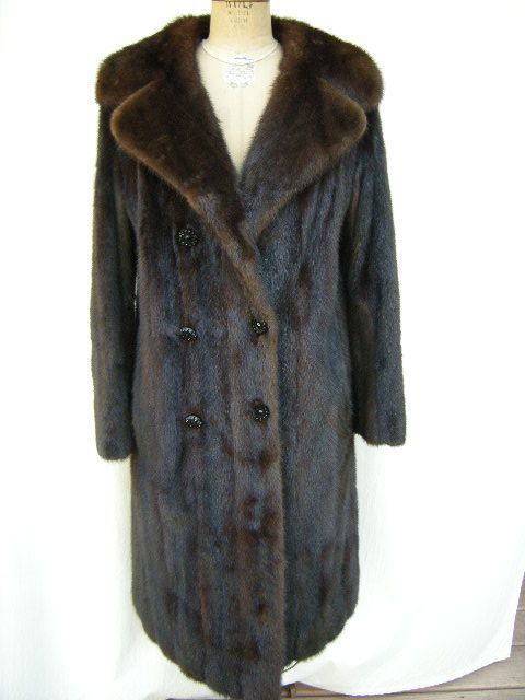 Custom Design no Label Dark Brown Ranch Mink Coat Sz 10  