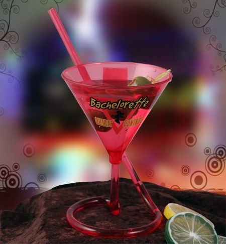 Bachelorette Martini Glass with Straw  