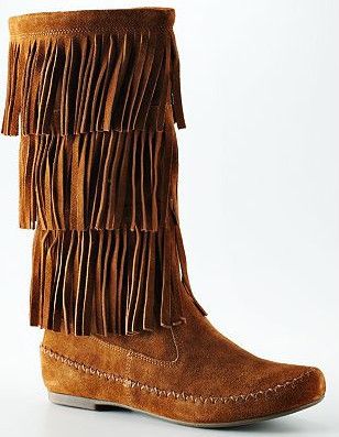 LC Lauren Conrad Mikka Moccasin Fringed Mid Calf Boots ~ 7 ~ Cute 