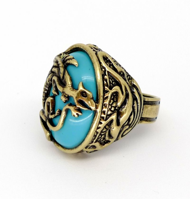 Disney Couture Pirates of the Caribbean Turquoise Dragon Ring  