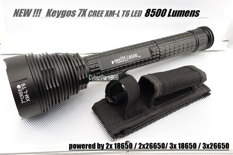 8500 Lumens 7x CREE XM L XML T6 LED Flashlight Torch +3x 26650 