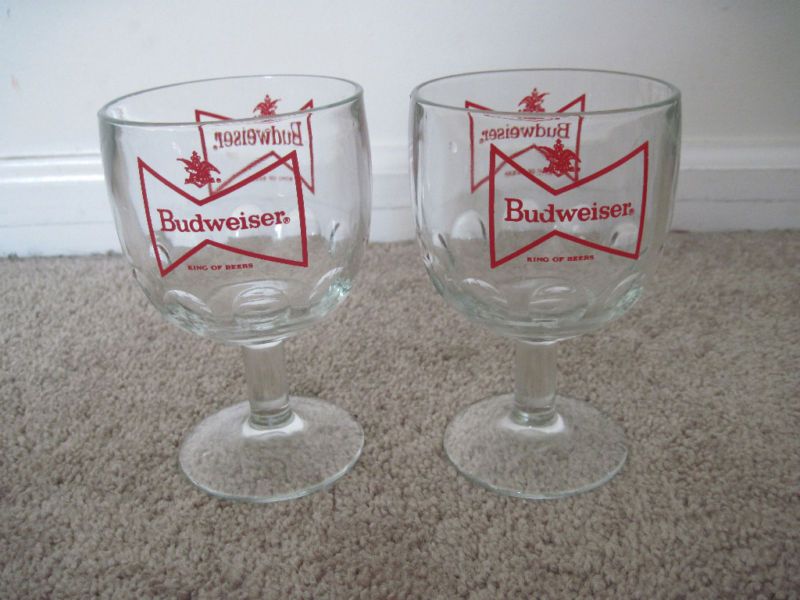 Set Of (2) Vintage Glass Budweiser Mugs from 1970s  