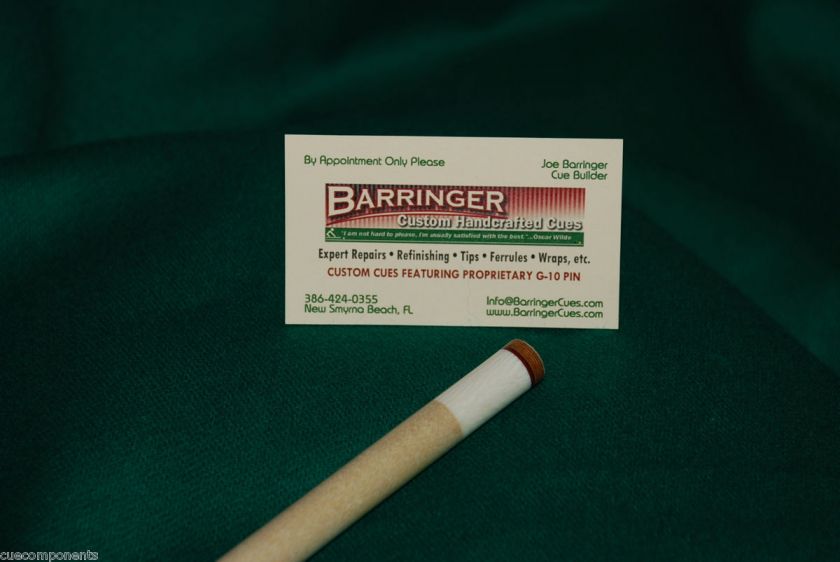 Barringer  Pool Cue Shaft Repair   Moori Tip & Exotic Ivory Colored 