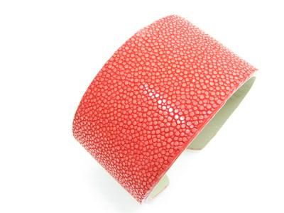 Genuine Stingray Leather Shagreen Cuff Bangle Bracelet  