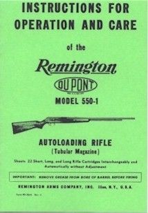 Remington Rifle Model 550 1 Owners Gun Manual  