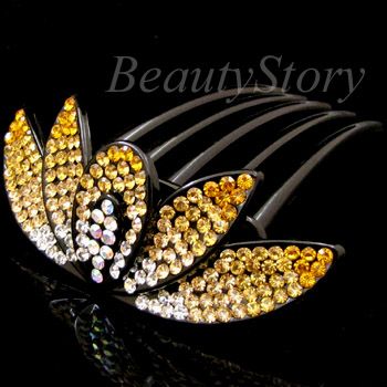   SHIPPING 1pc rhinestone crystal floweer French twist hair comb  