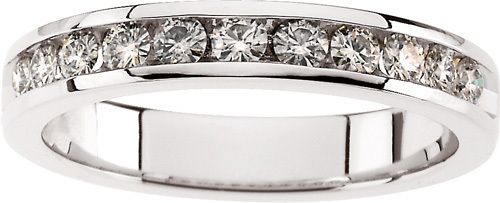 14K White Gold Moissanite Anniversary Wedding Band Ring  