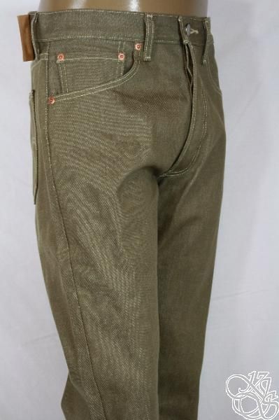 LEVIS JEANS 501 Straight Fit Button Fly Rigid Brown Cardboard Denim 