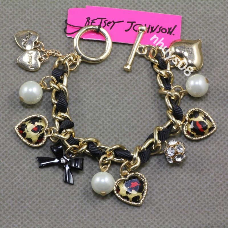 Free Ship HEART LEOPARD BETSEY JOHNSON PEACE BRACELET  